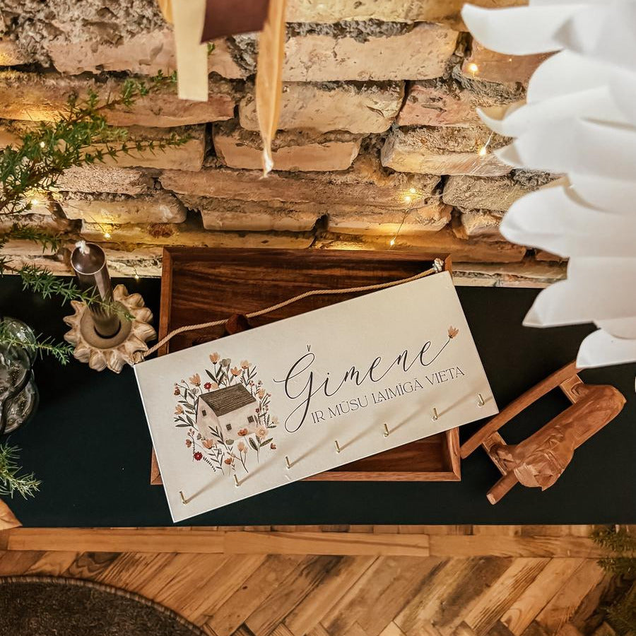 "ĢIMENE IR MŪSU LAIMĪGĀ VIETA" DEKORS ATSLĒGĀM ZIEMASSVĒTKOS