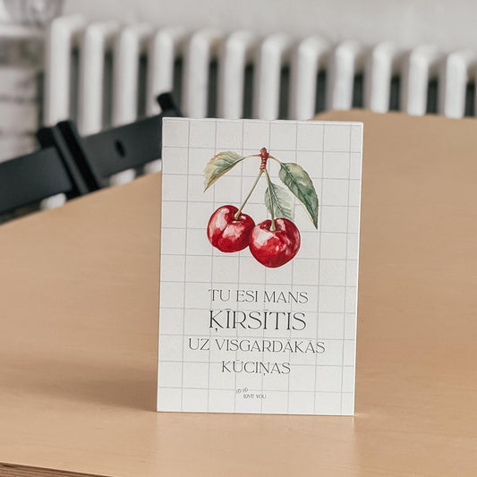 KOKA DEKORS AR RŪTAINU PAMATU UN ĶIRSĪTI I TU ESI MANS ĶIRSĪTIS UZ KŪCIŅAS