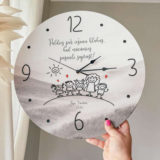 "PALDIES PAR IEŠANU BLAKUS..." KOKA, SIENAS PULKSTENIS AR KLUSU UN SLĪDOŠU MEHĀNISMU