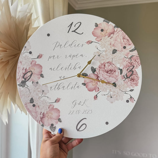 "PALDIES PAR RŪPĒM, MĪLESTĪBU UN ATBALSTU" KOKA, SIENAS PULKSTENIS KĀZĀM