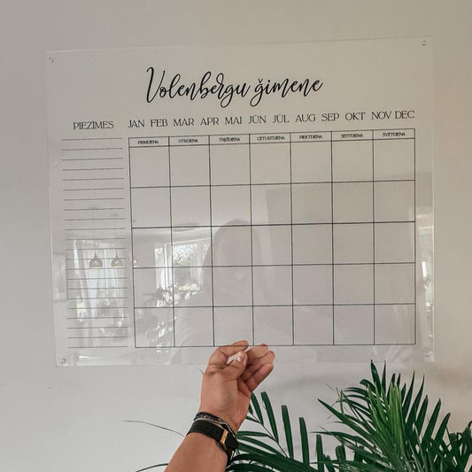 ORGANISKĀ STIKLA SIENAS PLĀNOTĀJS & KALENDĀRS
