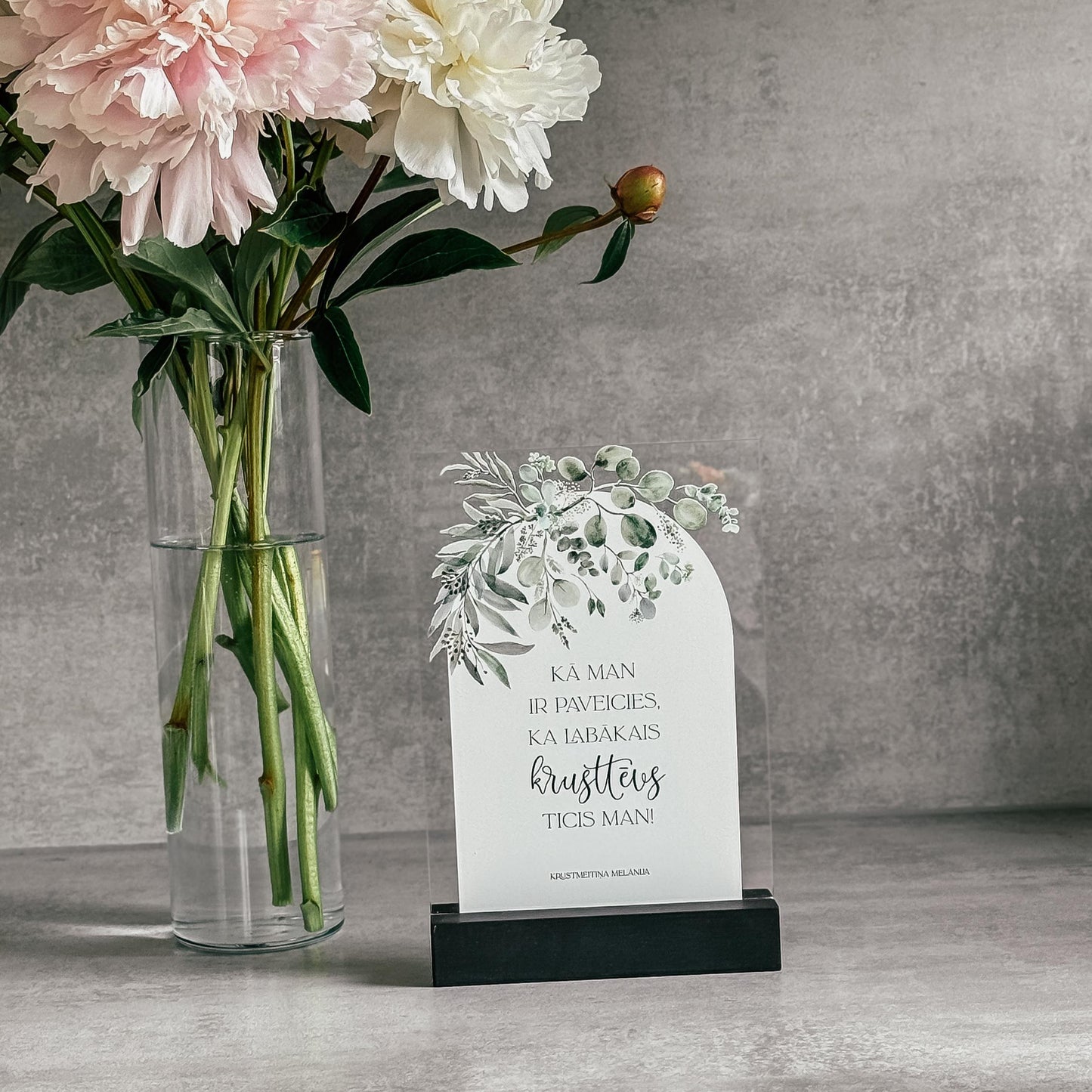 "LABĀKĀ KRUSTMĀTE & LABĀKAIS KRUSTTĒVS" ORGANISKĀ STIKLA DEKORS