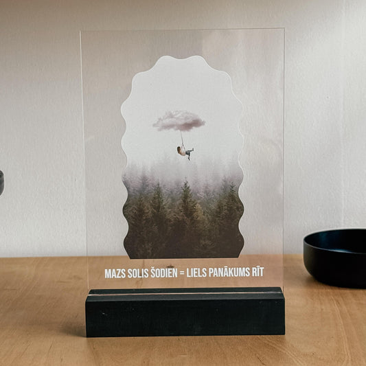 MAZS SOLIS ŠODIEN = LIELS PANĀKUMS RĪT I MOTIVĀCIJAS DEKORS STATĪVĀ