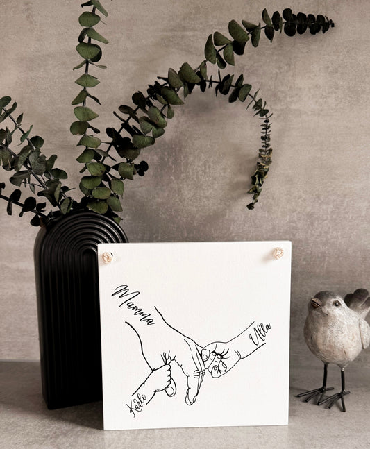 PERSONALIZĒTS KOKA DEKORS "MAMMAS UN BĒRNU ROCIŅAS" I AR BĒRNU VĀRDIEM