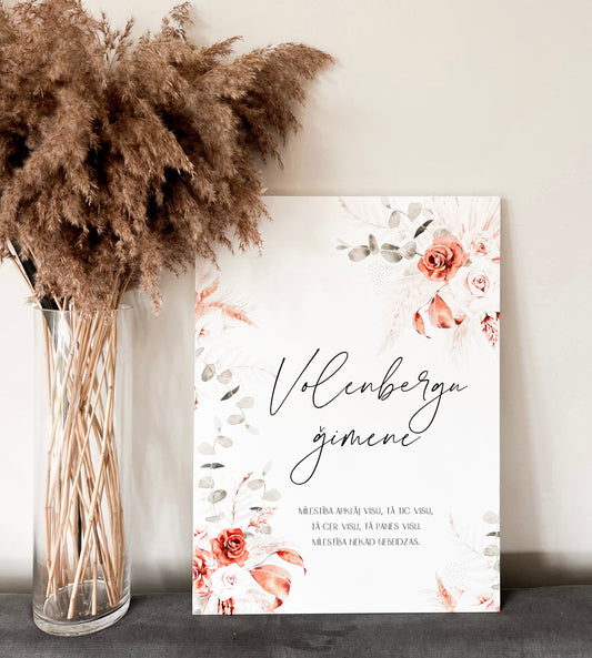 PERSONALIZĒTS SAGAIDĪŠANAS/ WELCOME DEKORS KĀZU DIENĀ "ASKĒTISKS DIZAINS AR SKAISTIEM ZIEDIEM"