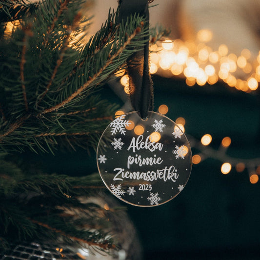 PERSONALIZĒTI ORGANISKĀ STIKLA EGLĪŠU ROTĀJUMI "SNIEGPĀRSLIŅAS"