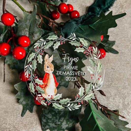 PERSONALIZĒTI ORGANISKĀ STIKLA EGLĪŠU ROTĀJUMI "ZAĶĪTS"