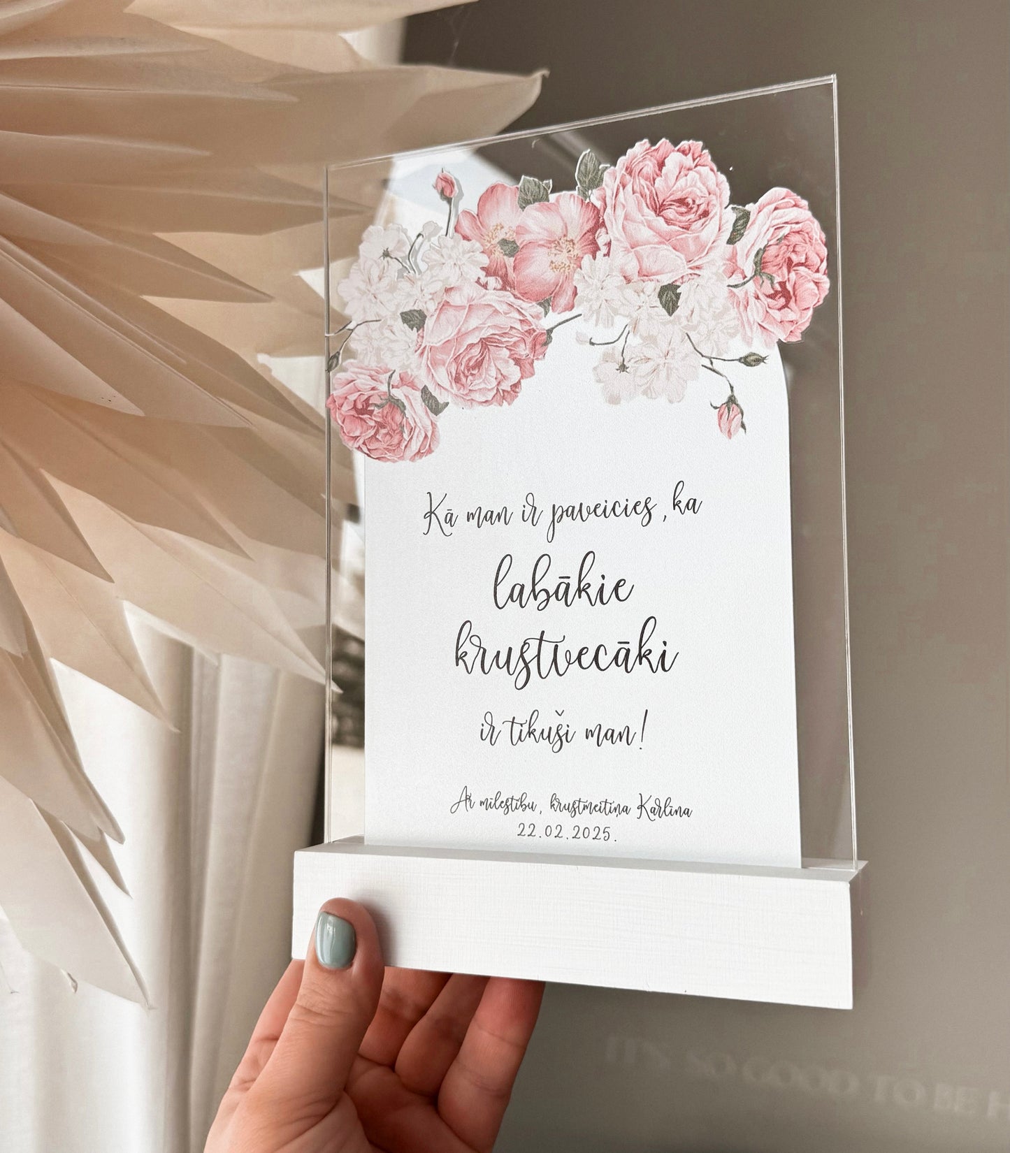 "LABĀKIE KRUSTVECĀKI!" PERSONALIZĒTS ORGANISKĀ STIKLA DEKORS STATĪVĀ