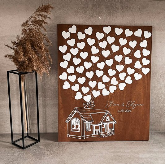 "MĀJA PILNA AR MĪLESTĪBU" PERSONALIZĒTA VIESU GRĀMATA KĀZĀS