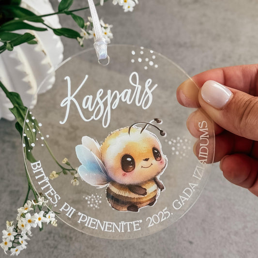 PERSONALIZĒTAS ORGANISKĀ STIKLA MEDAĻAS "BITĪTES" I PERSONALIZĒJAMAS