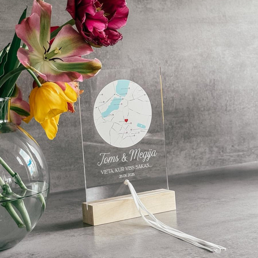 KARTE AR LAULĪBAS VIETU I PERSONALIZĒTA NAUDAS PASNIEGŠANAS DĀVANA KĀZĀS