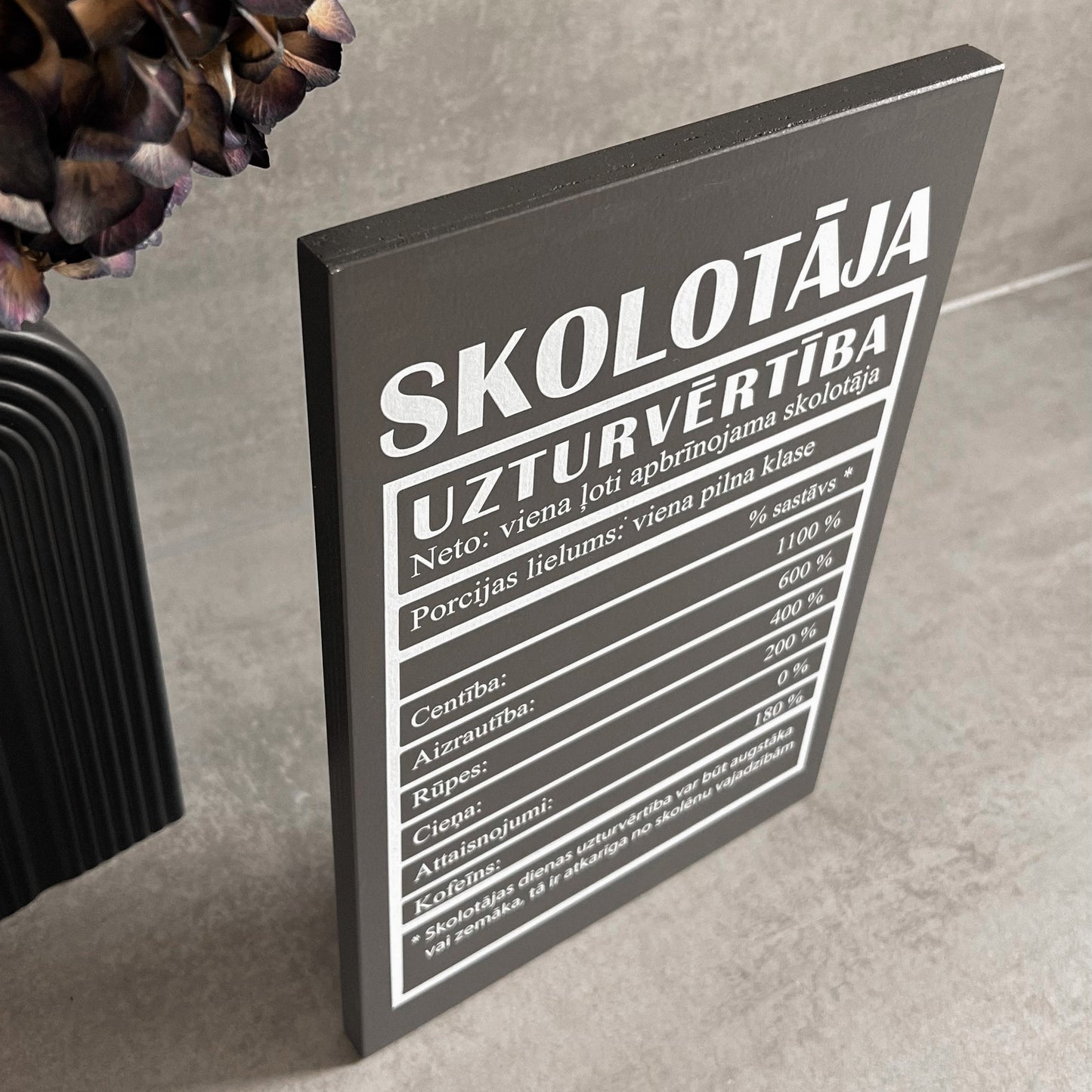 KOKA DEKORS "UZTURVĒRTĪBA - SKOLOTĀJAI"