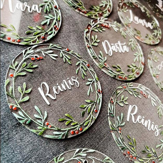 PERSONALIZĒTI ORGANISKĀ STIKLA EGLĪŠU ROTĀJUMI "VAINAGS"